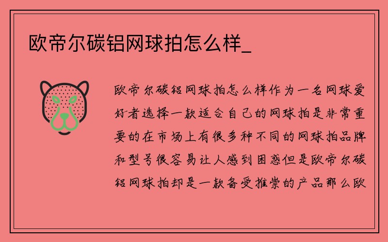 欧帝尔碳铝网球拍怎么样_