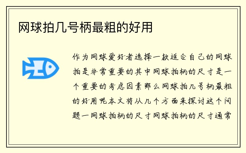 网球拍几号柄最粗的好用